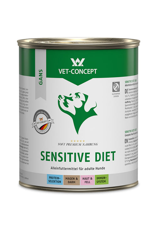 30x800g VET-CONCEPT Hundemenü Sensitive Diet Gans - mit Gans & Haferflocken
