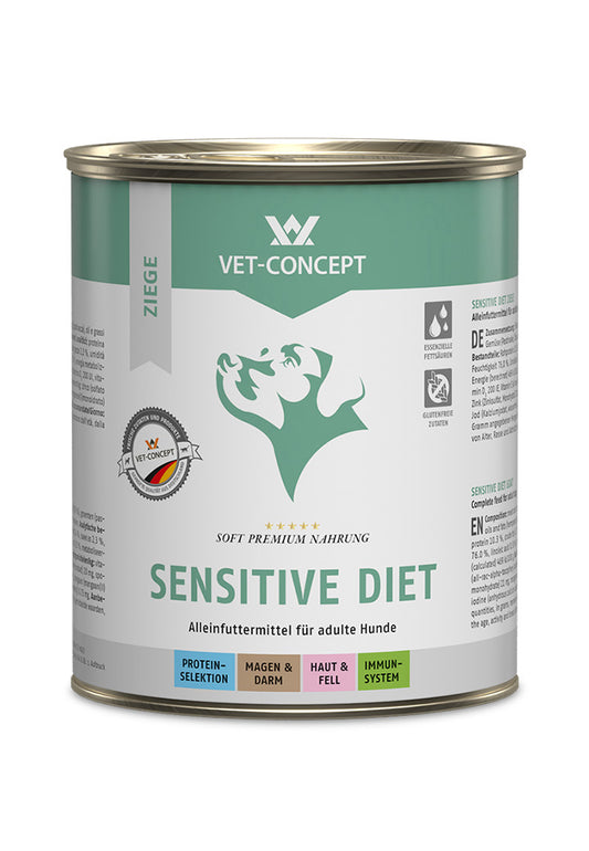 30x800g VET-CONCEPT Hundemenü Sensitive Diet Ziege - mit Ziege & Pastinake