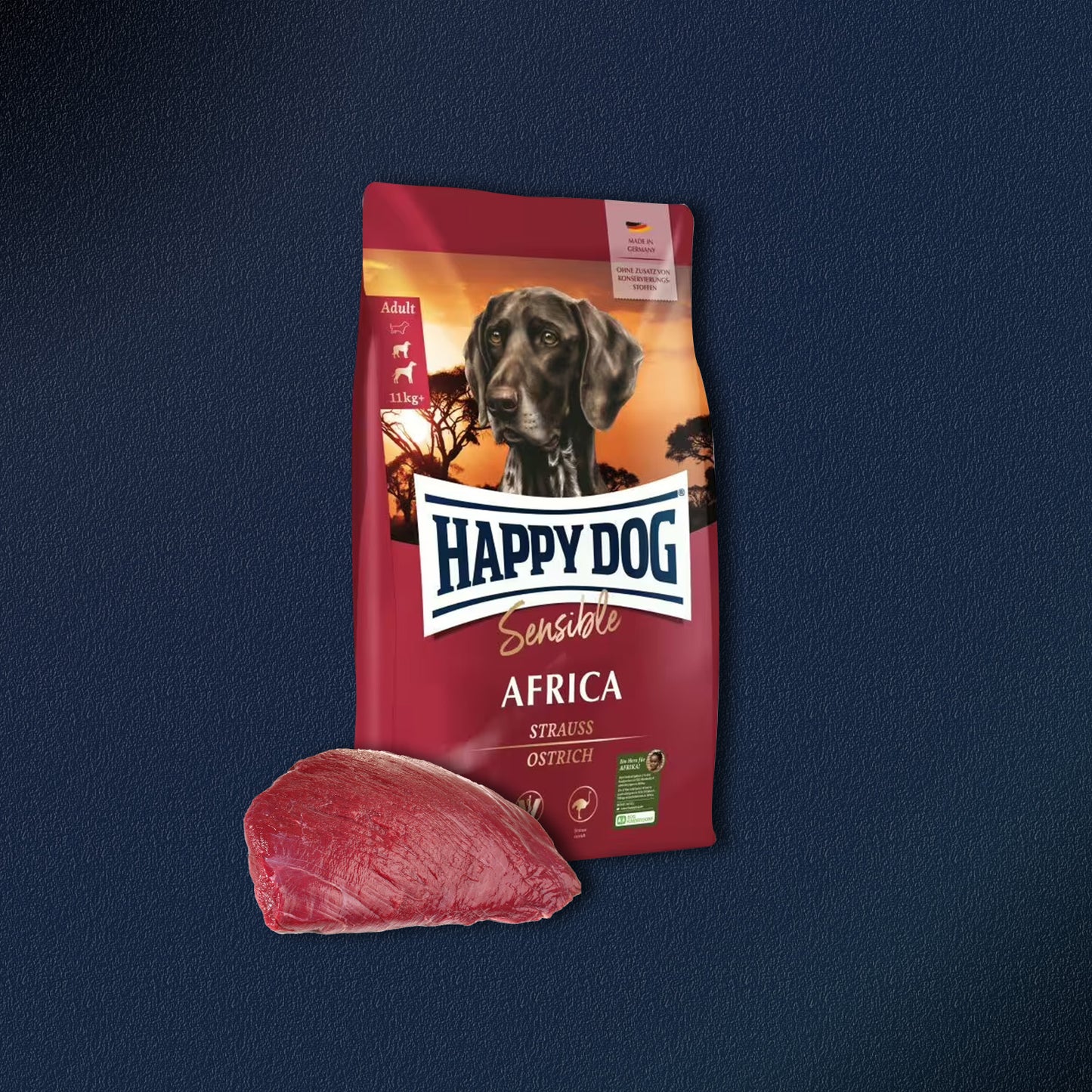 2x12,5kg Happy Dog Sensible Africa Adult Strauß & Kartoffel