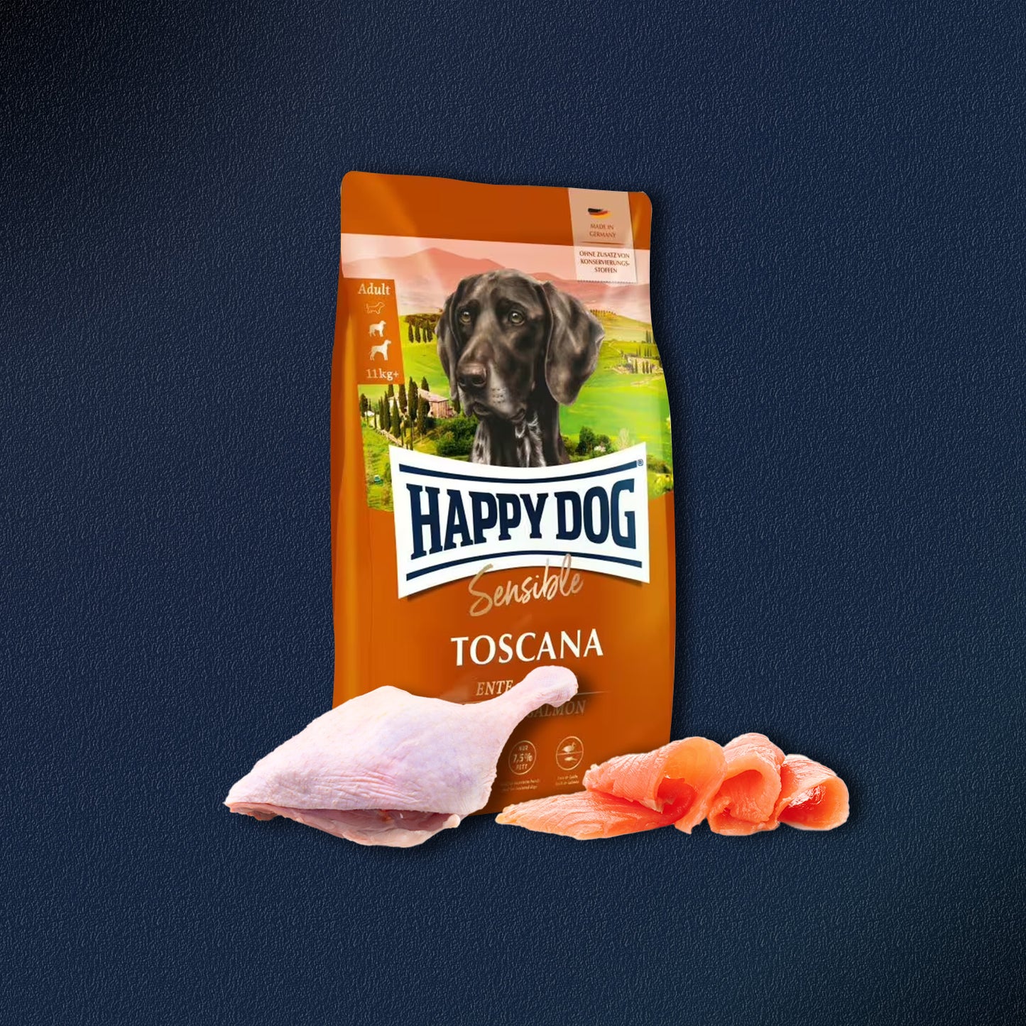 2x12,5kg Happy Dog Sensible Toscana Adult Ente & Lachs