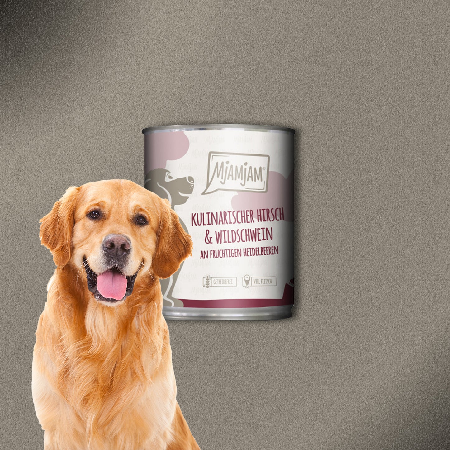 30x800g MjamMjam Kulinarischer Hirsch & Wildschwein an fruchtigen Heidelbeeren