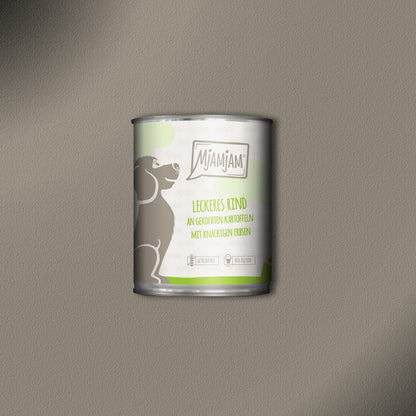 30x800g MjamMjam Leckeres Rind an gekochten Kartoffeln mit knackigen Erbsen