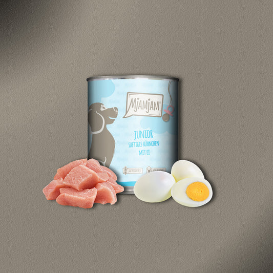30x800g MjAMjAM Junior Saftiges Hühnchen mit Ei