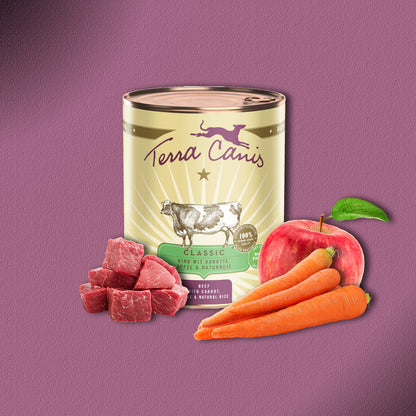 6x800g Terra Canis Classic Rind mit Karotte, Apfel & Naturreis