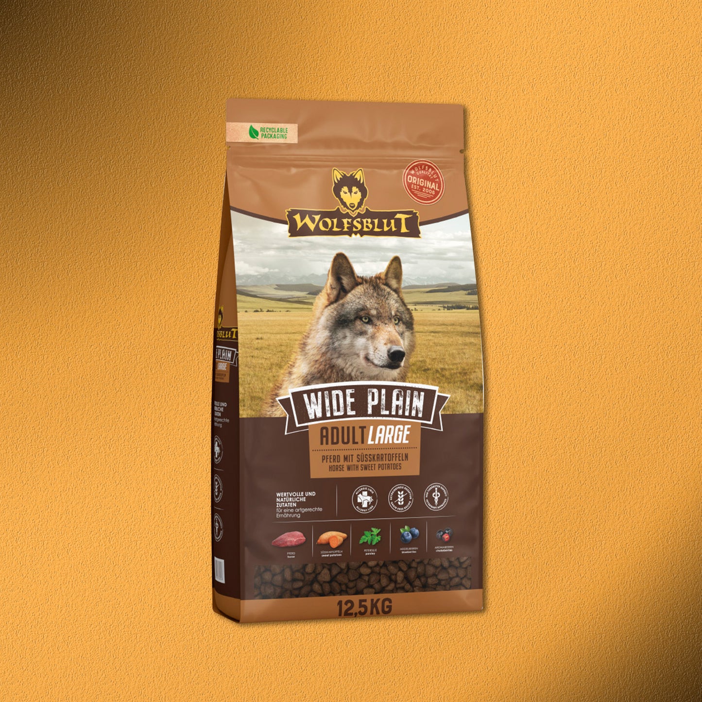 2x12,5kg Wolfsblut Wide Plain Adult Large Trockenfutter - Pferd mit Süßkartoffeln