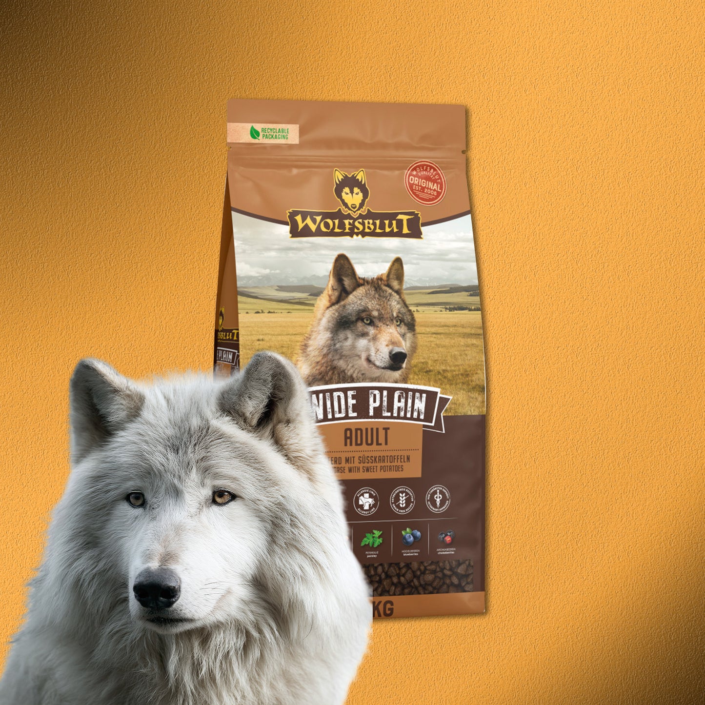 2x12,5kg Wolfsblut Wide Plain Adult – Pferd mit Süßkartoffeln