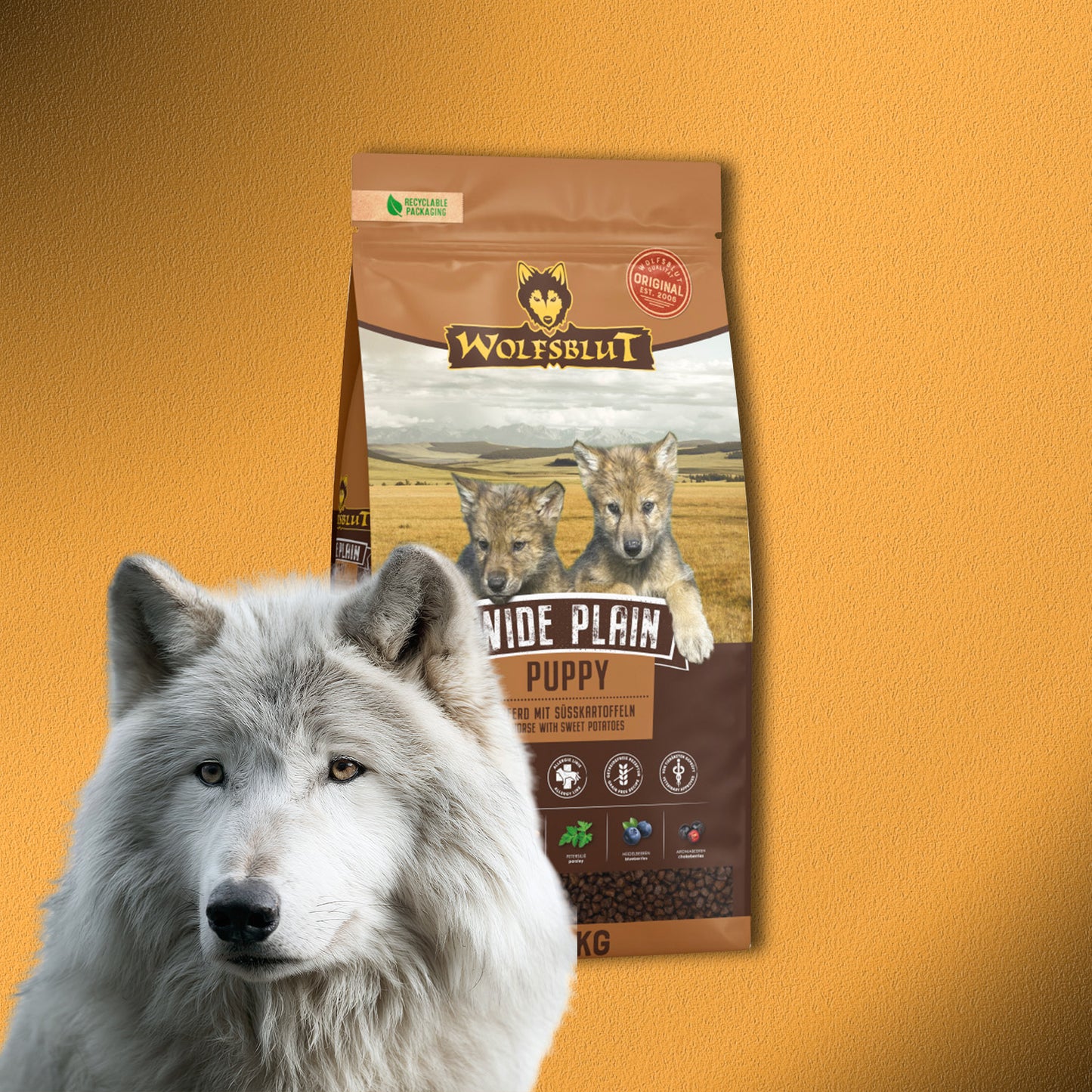 2x12,5kg Wolfsblut Wide Plain Puppy - Pferd mit Süßkartoffeln