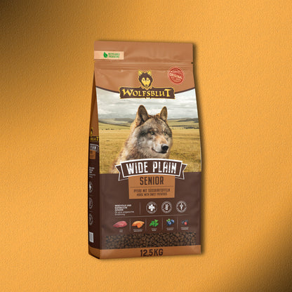 2x12,5kg Wolfsblut Wide Plain Senior – Pferd mit Süßkartoffeln