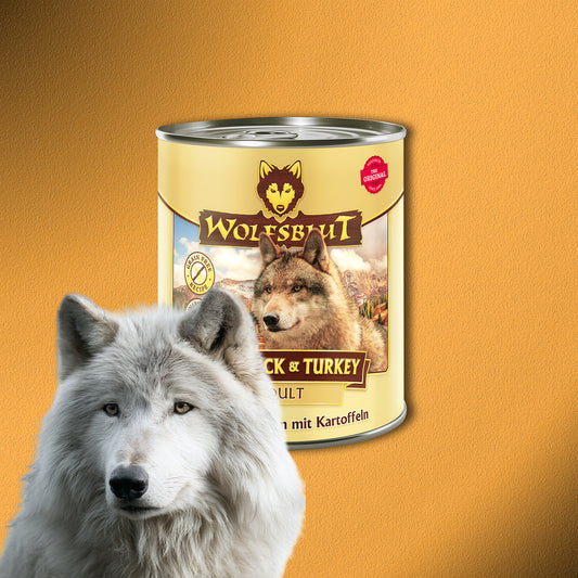 30x800g Wolfsblut Wild Duck & Turkey – Ente & Truthahn mit Kartoffeln