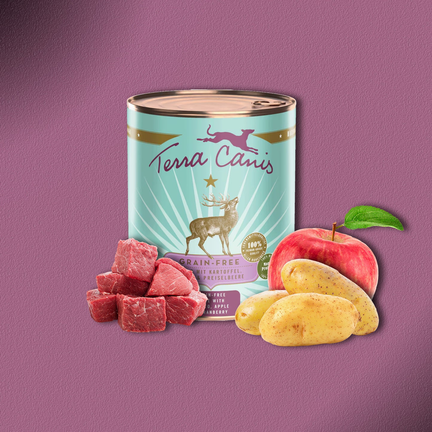 30x800g Terra Canis Grain-Free Wild mit Kartoffel, Apfel & Preiselbeere