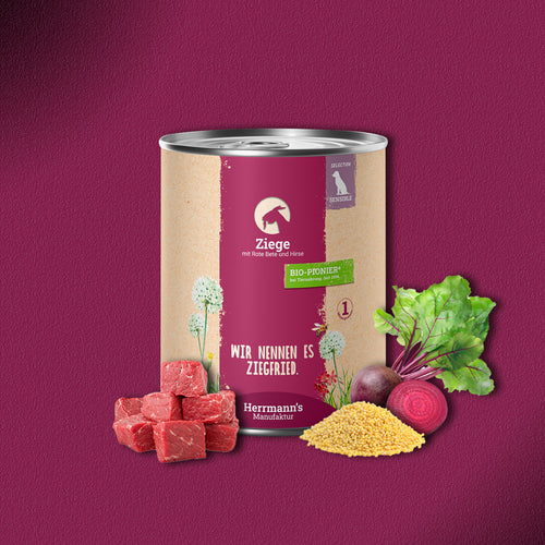 30*800g Herrmann’s Ziege mit Roter Bete und Hirse