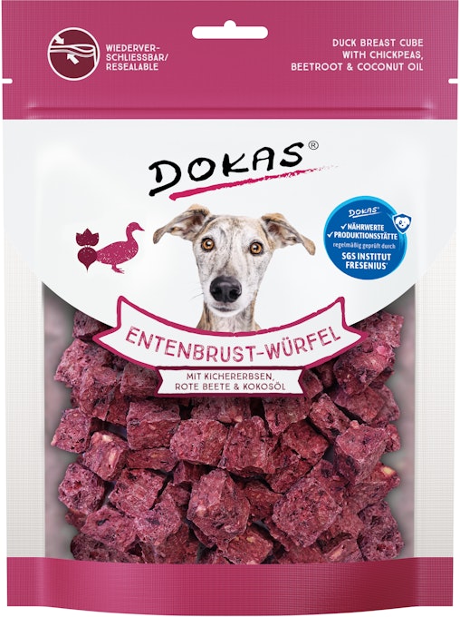 24x150g Dokas Entenbrust-Würfel - Kichererbsen, Rote Beete, Kokosöl
